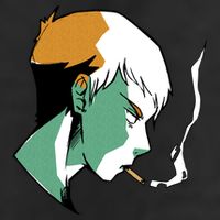 Smoking Anime Boy 7 Panel Mesh Trucker Snapback Hat