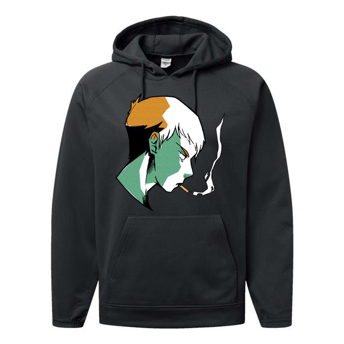 Smoking Anime Boy Performance Fleece Hoodie