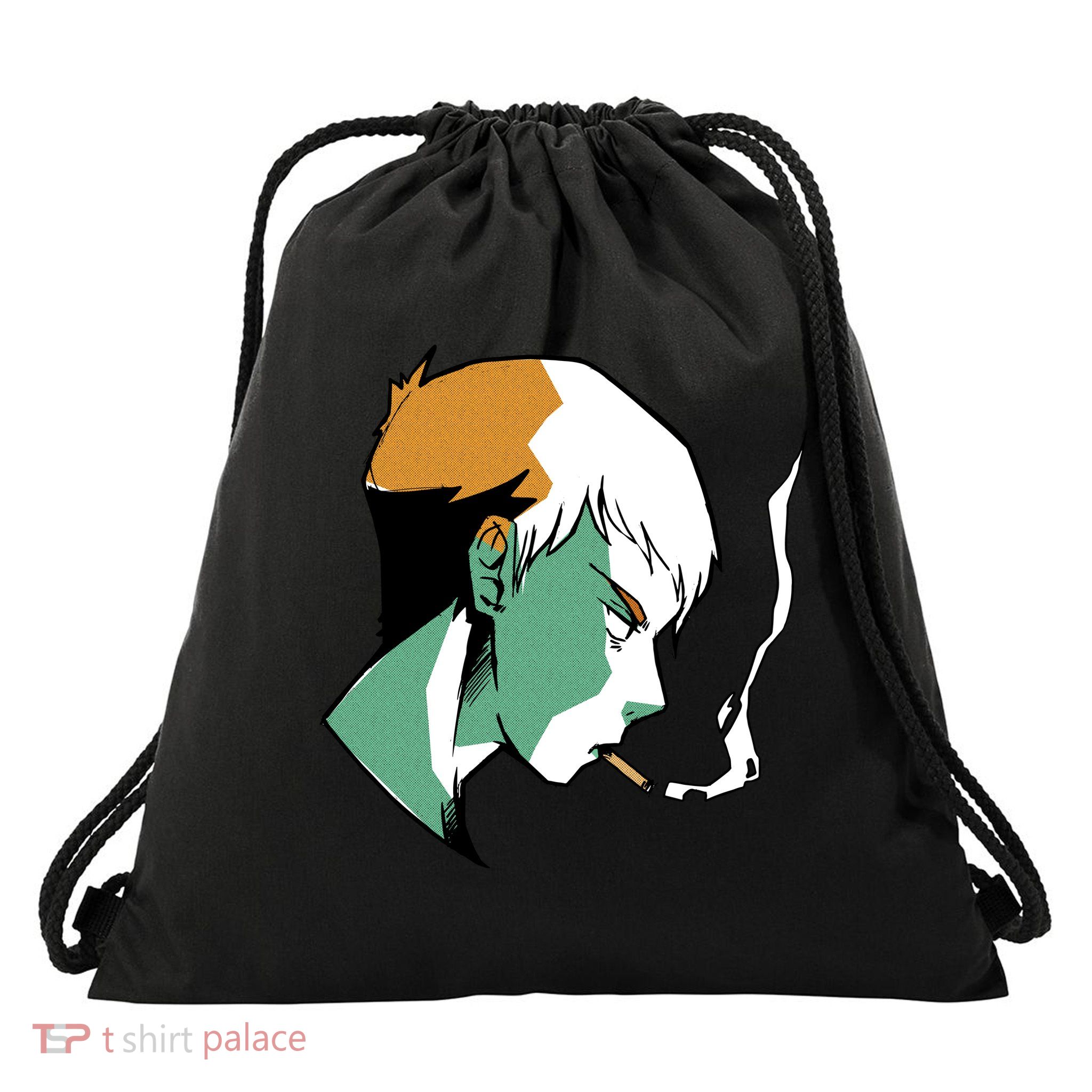 Smoking Anime Boy Drawstring Bag