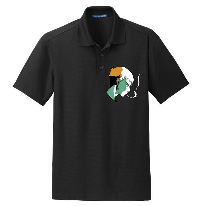 Smoking Anime Boy Dry Zone Grid Polo