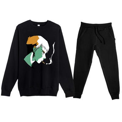 Smoking Anime Boy Premium Crewneck Sweatsuit Set