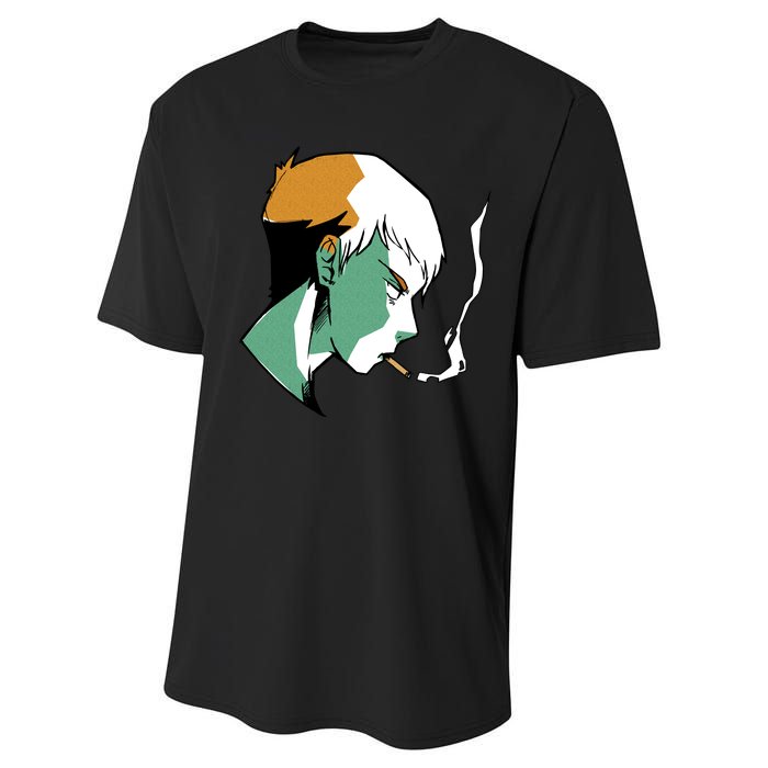 Smoking Anime Boy Performance Sprint T-Shirt