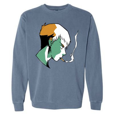 Smoking Anime Boy Garment-Dyed Sweatshirt