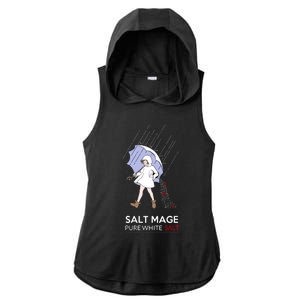 Salt Mage Pure White Salt Ladies PosiCharge Tri-Blend Wicking Draft Hoodie Tank