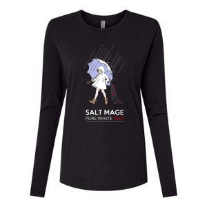 Salt Mage Pure White Salt Womens Cotton Relaxed Long Sleeve T-Shirt