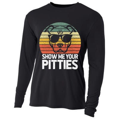 Show Me Pitties Retro Pitbull Pitty Dog Lover Owner Vintage Cooling Performance Long Sleeve Crew