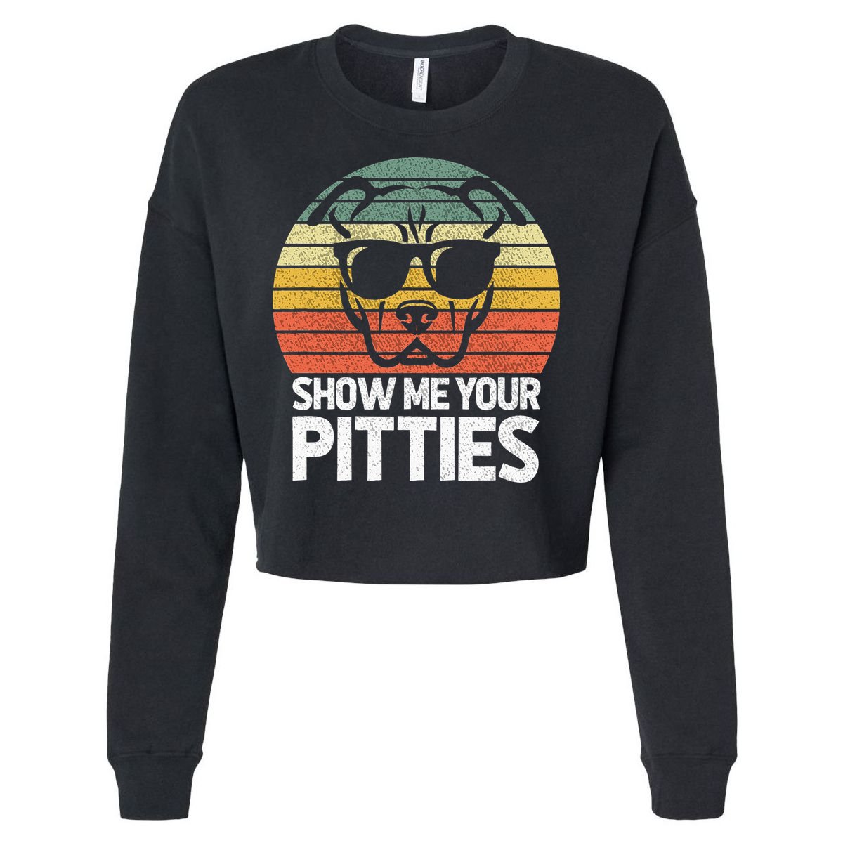 Show Me Pitties Retro Pitbull Pitty Dog Lover Owner Vintage Cropped Pullover Crew