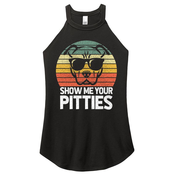 Show Me Pitties Retro Pitbull Pitty Dog Lover Owner Vintage Women's Perfect Tri Rocker Tank