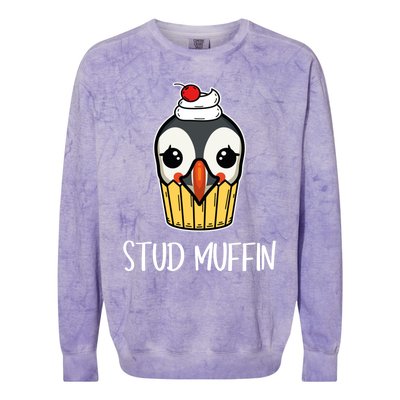 Stud Muffin Puffin Pun Best Pastries Birds Cute Gift Colorblast Crewneck Sweatshirt