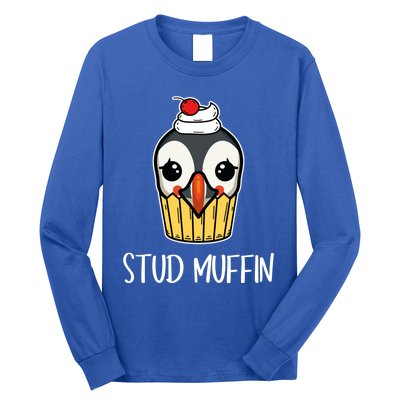 Stud Muffin Puffin Pun Best Pastries Birds Cute Gift Long Sleeve Shirt