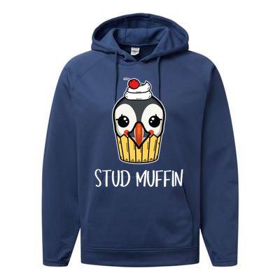 Stud Muffin Puffin Pun Best Pastries Birds Cute Gift Performance Fleece Hoodie