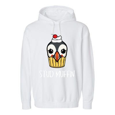 Stud Muffin Puffin Pun Best Pastries Birds Cute Gift Garment-Dyed Fleece Hoodie