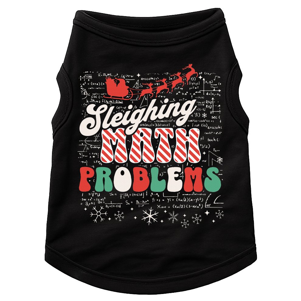 Sleighing Math Problems  Funny Christmas Math Teacher Santa  Doggie Tank