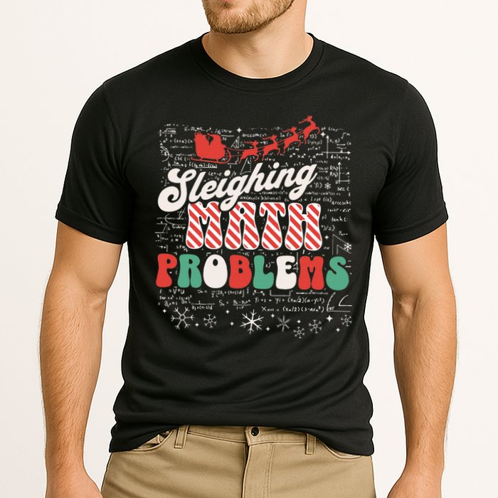 Sleighing Math Problems  Funny Christmas Math Teacher Santa  Cooling Performance Crew T-Shirt