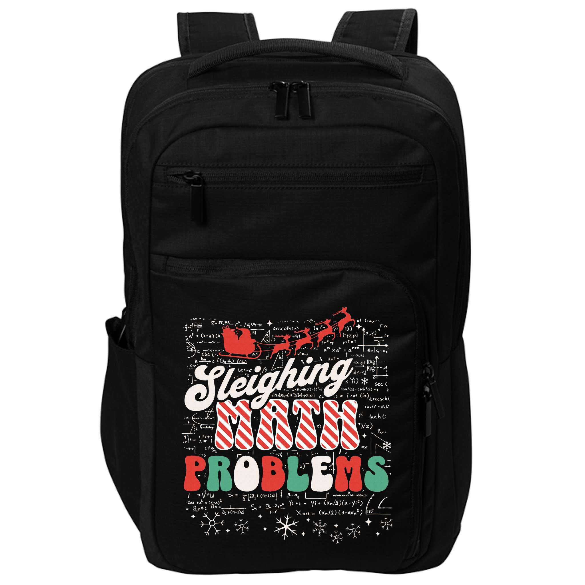 Sleighing Math Problems  Funny Christmas Math Teacher Santa  Impact Tech Backpack