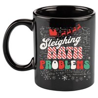 Sleighing Math Problems  Funny Christmas Math Teacher Santa  11oz C Handle Ceramic Mug