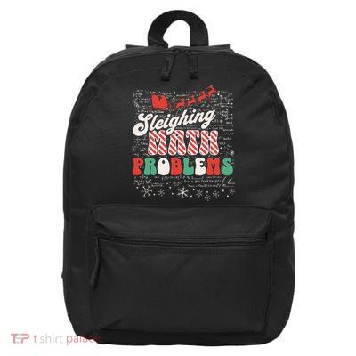 Sleighing Math Problems  Funny Christmas Math Teacher Santa  16 in Basic Backpack
