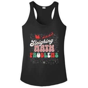 Sleighing Math Problems  Funny Christmas Math Teacher Santa  Ladies PosiCharge Competitor Racerback Tank