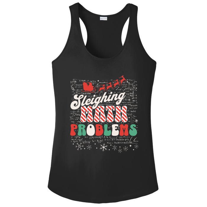 Sleighing Math Problems  Funny Christmas Math Teacher Santa  Ladies PosiCharge Competitor Racerback Tank