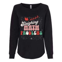 Sleighing Math Problems  Funny Christmas Math Teacher Santa  Womens California Wash Sweatshirt