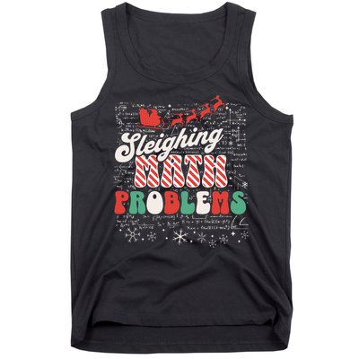 Sleighing Math Problems  Funny Christmas Math Teacher Santa  Tank Top