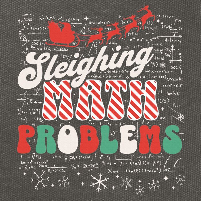 Sleighing Math Problems  Funny Christmas Math Teacher Santa  Cotton Canvas Backpack