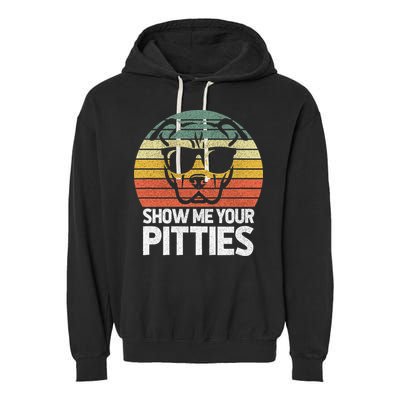 Show Me Pitties Retro Pitbull Pitty Dog Lover Owner Vintage Garment-Dyed Fleece Hoodie