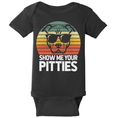 Show Me Pitties Retro Pitbull Pitty Dog Lover Owner Vintage Baby Bodysuit