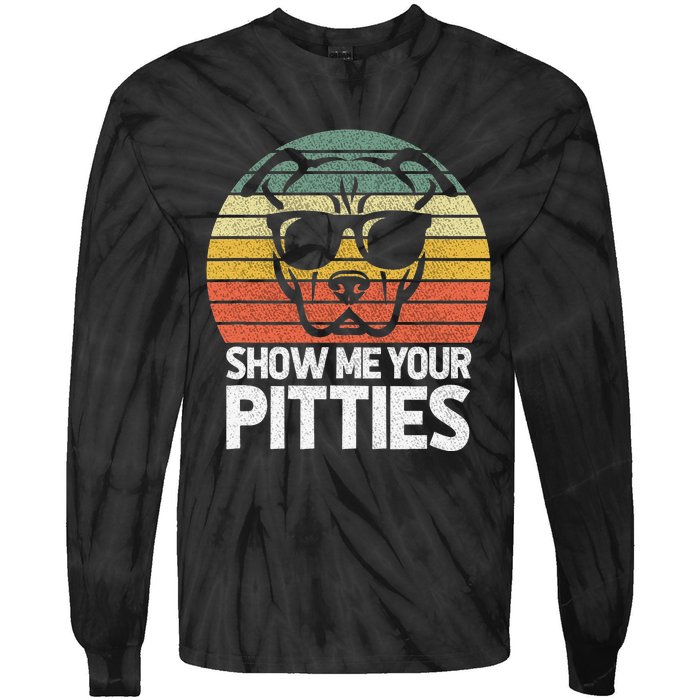 Show Me Pitties Retro Pitbull Pitty Dog Lover Owner Vintage Tie-Dye Long Sleeve Shirt