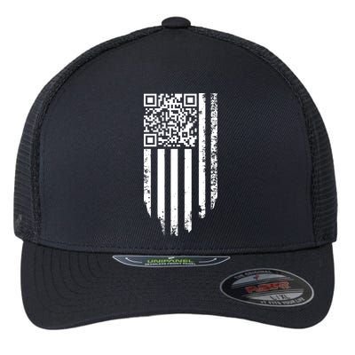 Scan Me President Trump Dancing Code American Flag Flexfit Unipanel Trucker Cap