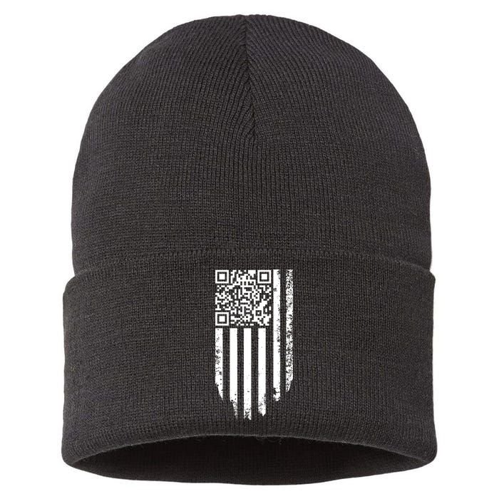 Scan Me President Trump Dancing Code American Flag Sustainable Knit Beanie