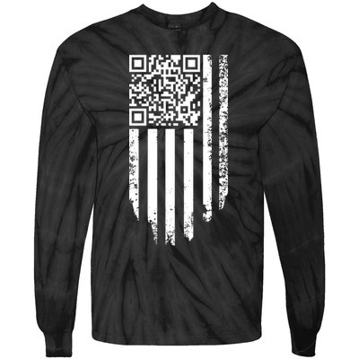 Scan Me President Trump Dancing Code American Flag Tie-Dye Long Sleeve Shirt