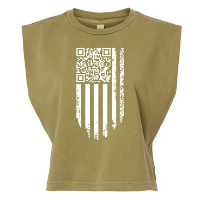 Scan Me President Trump Dancing Code American Flag Garment-Dyed Women's Muscle Tee
