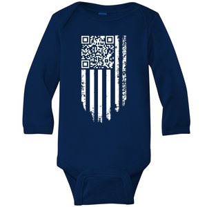 Scan Me President Trump Dancing Code American Flag Baby Long Sleeve Bodysuit