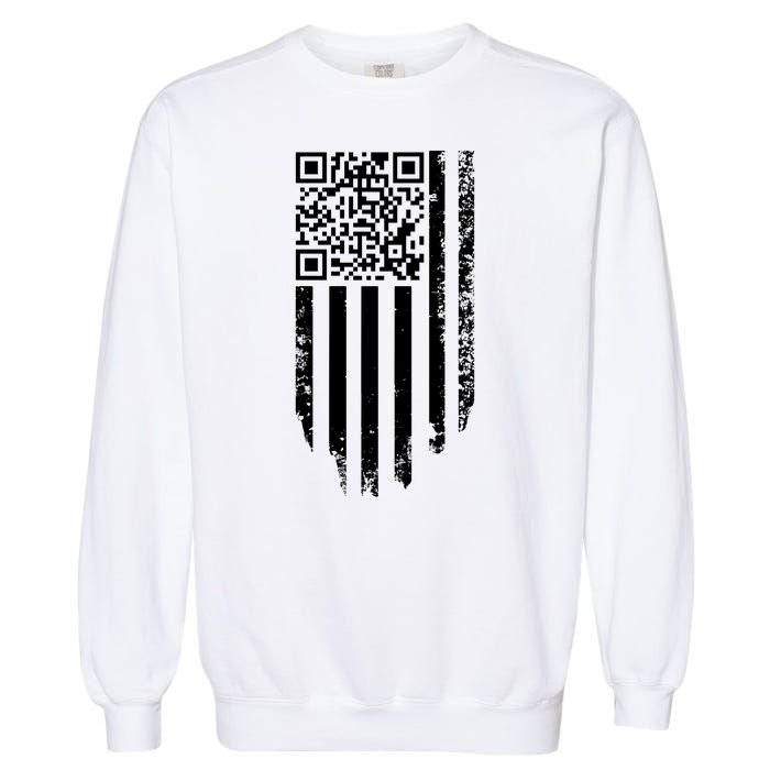 Scan Me President Trump Dancing Code American Flag Garment-Dyed Sweatshirt