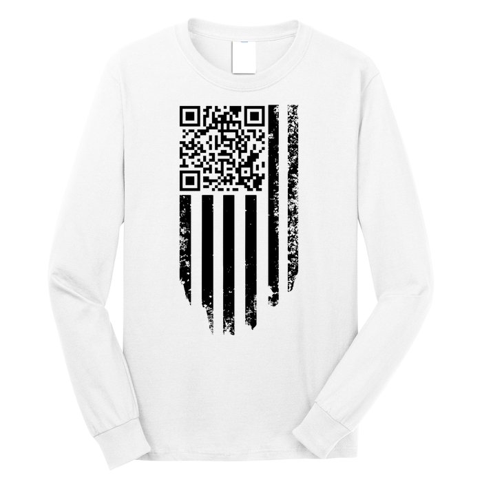 Scan Me President Trump Dancing Code American Flag Long Sleeve Shirt