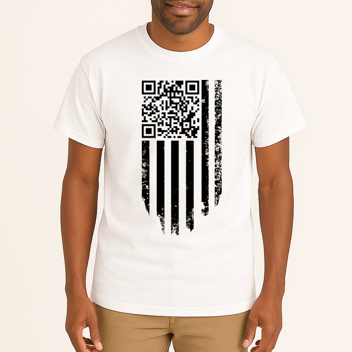 Scan Me President Trump Dancing Code American Flag Tall T-Shirt