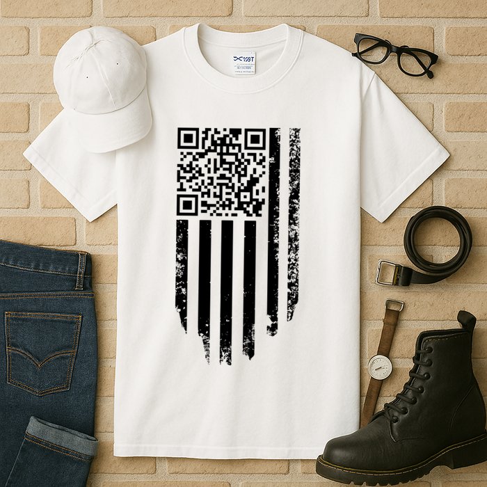 Scan Me President Trump Dancing Code American Flag Tall T-Shirt