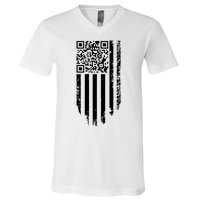 Scan Me President Trump Dancing Code American Flag V-Neck T-Shirt