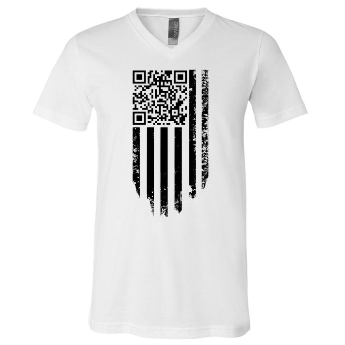 Scan Me President Trump Dancing Code American Flag V-Neck T-Shirt