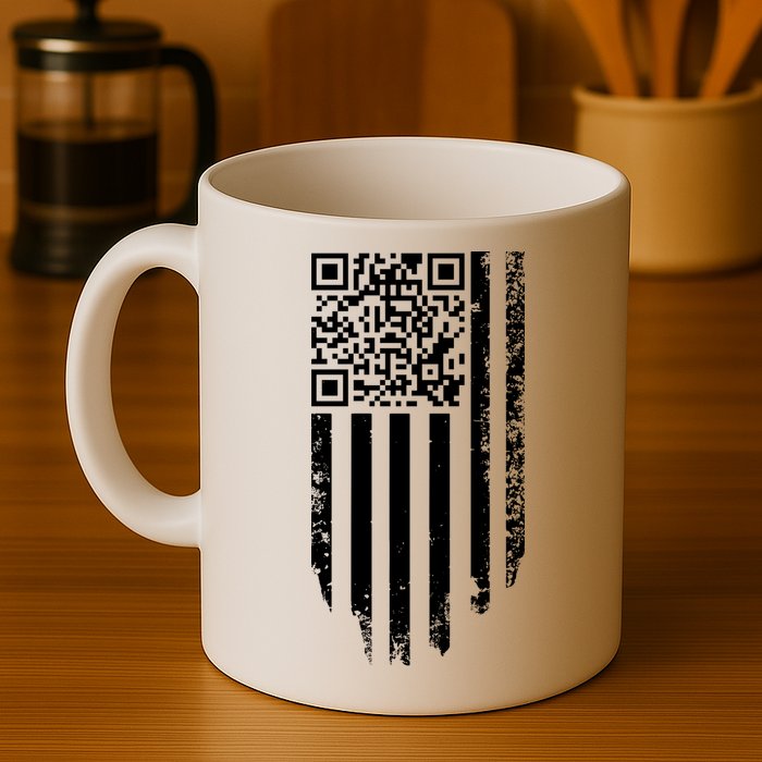 Scan Me President Trump Dancing Code American Flag Mug