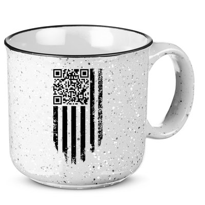 Scan Me President Trump Dancing Code American Flag 15oz Campfire Ceramic Mug