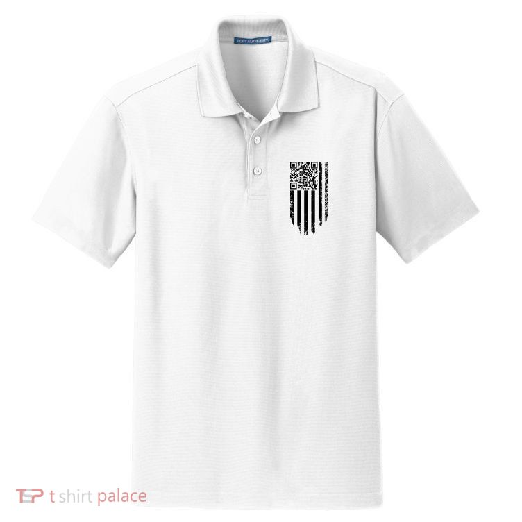 Scan Me President Trump Dancing Code American Flag Dry Zone Grid Polo
