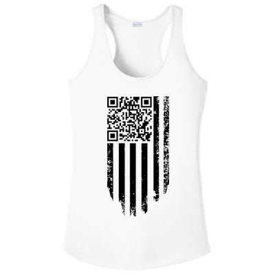 Scan Me President Trump Dancing Code American Flag Ladies PosiCharge Competitor Racerback Tank