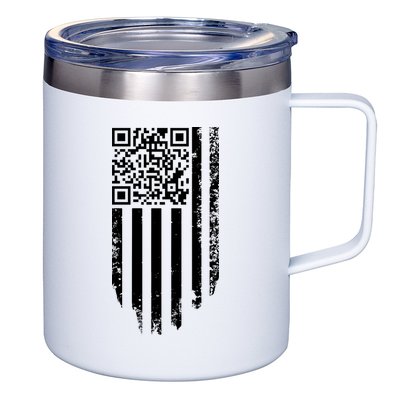 Scan Me President Trump Dancing Code American Flag 12oz Stainless Steel Coffee Mug