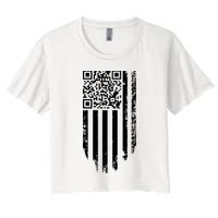 Scan Me President Trump Dancing Code American Flag Women's Crop Top Tee