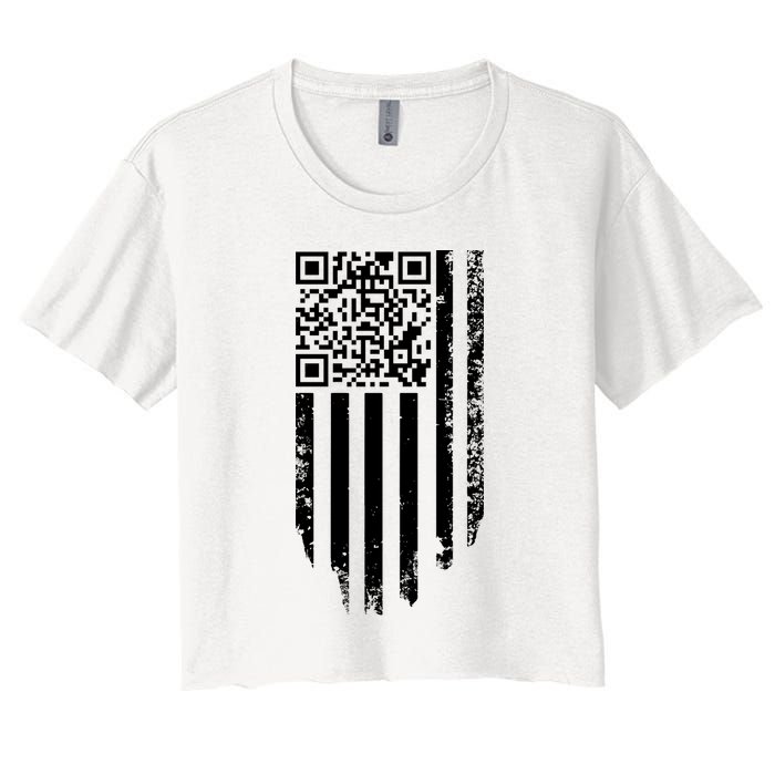 Scan Me President Trump Dancing Code American Flag Women's Crop Top Tee