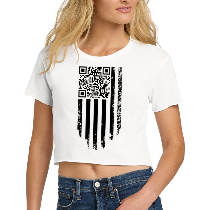 Scan Me President Trump Dancing Code American Flag Women's Crop Top Tee