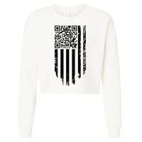 Scan Me President Trump Dancing Code American Flag Cropped Pullover Crew