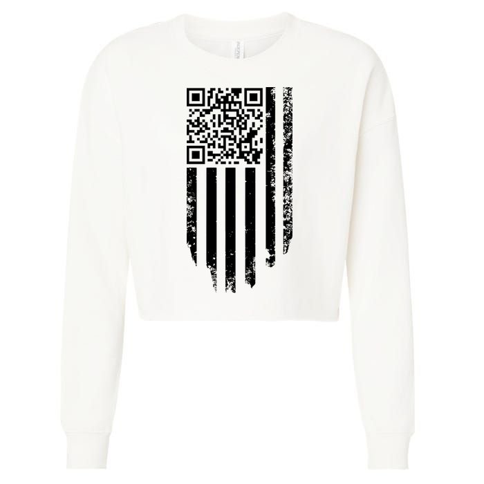 Scan Me President Trump Dancing Code American Flag Cropped Pullover Crew